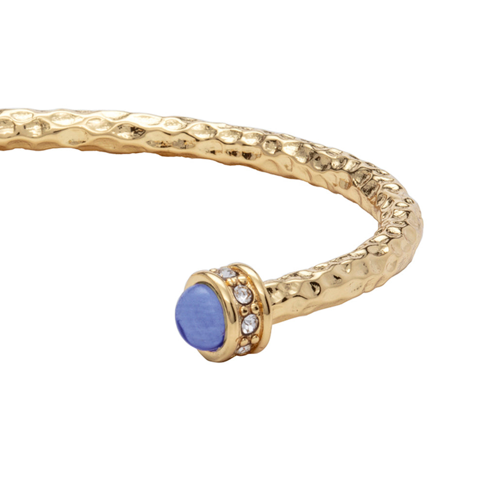 Hammered Torque Forget-Me-Not & Gold Bangle